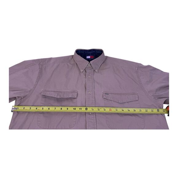 Tommy Hilfiger Shirt Mens Medium Khaki Button Down Oxford Crest Streetwear Y2K - Picture 10 of 15